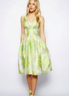 White and light green dress
