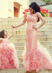 Smart pink magnificent Family look dress for the girl