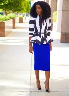 Blue pencil skirt for girls with an hourglass figure