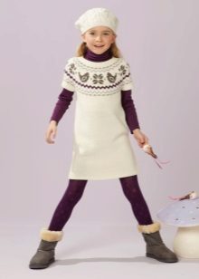 Winter dress-tunic white for girls