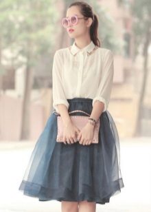 Blue Organza Sun Skirt