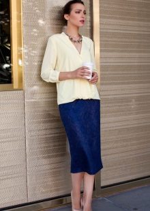 bright blue pencil skirt