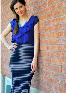 cross-striped mid-length pencil pencil skirt