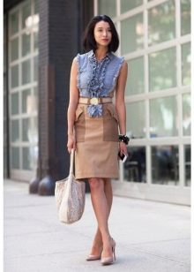 beige comforter pencil skirt
