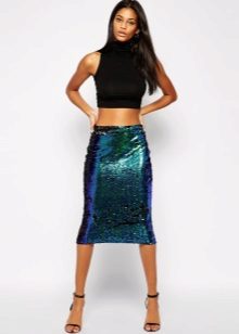 shiny pencil skirt