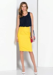 yellow pencil skirt