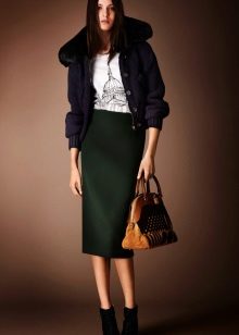 navy green pencil skirt