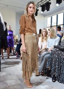 Fringed Suede Sand Skirt