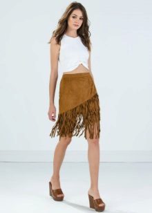Fringed Suede Sand Skirt