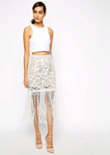 White skirt with fringe