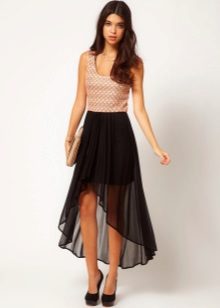 Chiffon skirt with train