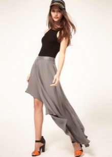 Asymmetrical skirt with train