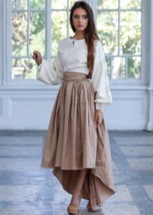 Skirt with train and white shirt