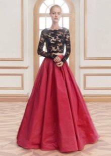Long burgundy skirt sun in taffeta floor