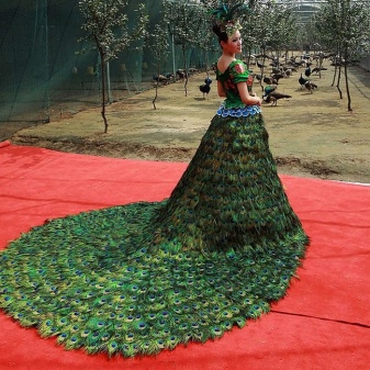 Peacock feather wedding dress