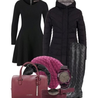 Dress with a fluffy skirt and accessories for the figure of the type Inverted Triangle