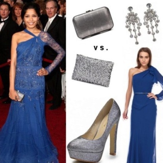 Silver shoes to a blue dress