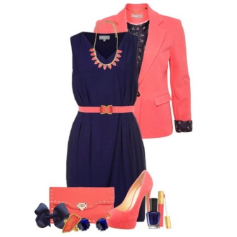 Pink accessories for blue dress