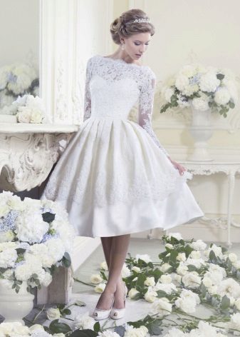 Wedding dress in retro style with bell skirt