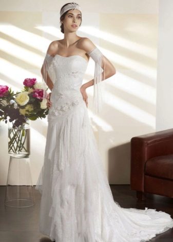 Wedding dress in the style of gypsy boho with train