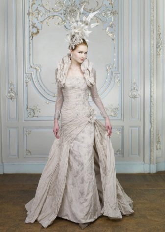 Silver brocade wedding dress