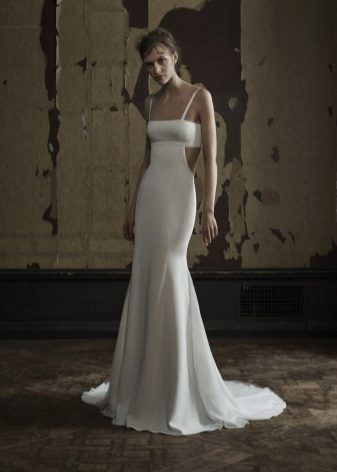 Straight wedding dress with cutouts
