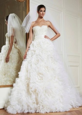Wedding dress with a false skirt