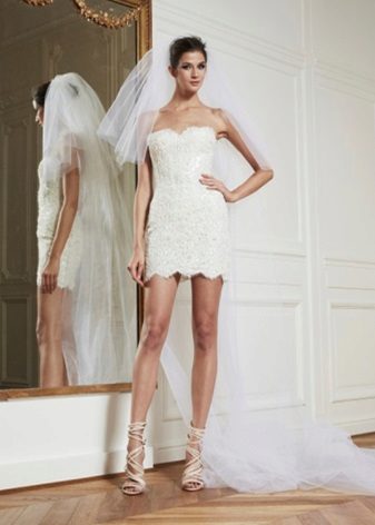 Wedding dress with a false skirt