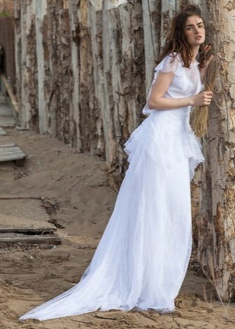 Wedding chiffon dress in rustic style