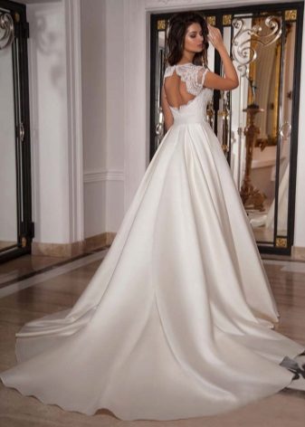 Wedding dress with silk train