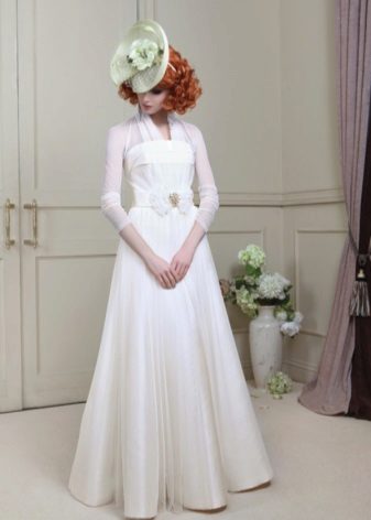 Wedding dress with closed transparent top