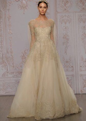 Beige wedding dress closed
