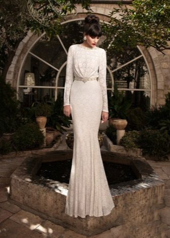 Closed ivory wedding dress