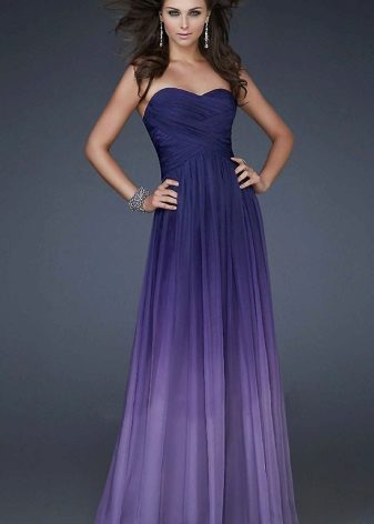 Gradient lilac color in evening dress