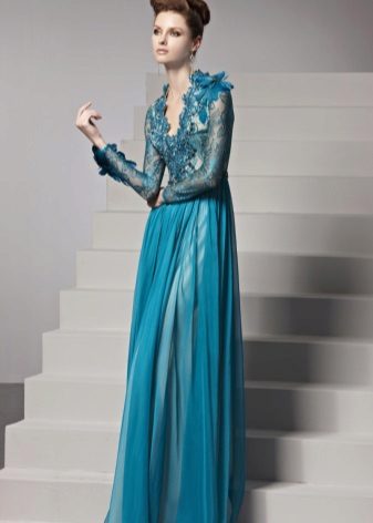 evening dress tracery with neckline