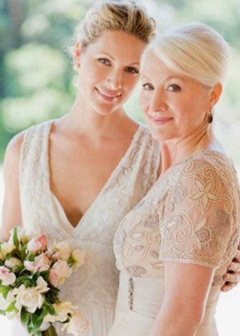 Evening dresses for mother of the bride with openwork neckline