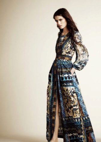 Evening dress in a floor with a magnificent sleeve