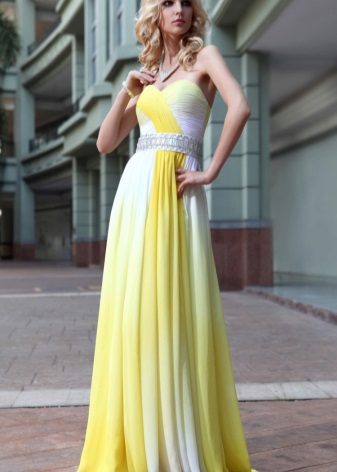 White and yellow evening dress