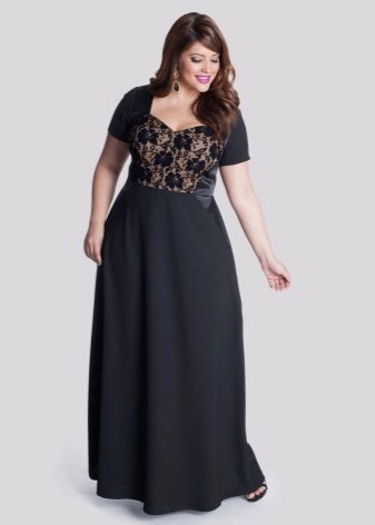 Evening dress with lace insert for full