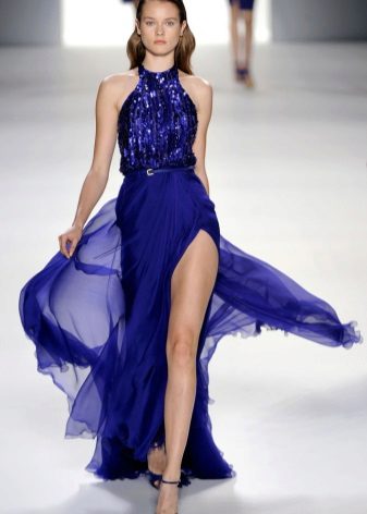 Blue evening dress light in the floor