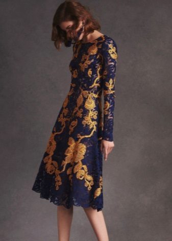 Yellow-blue lace dress