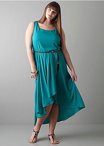 Blue evening dress short in front long back for full