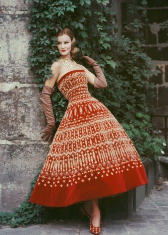 Fluffy velvet ankle-length dress