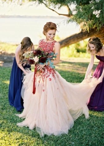 Beautiful white and red wedding dress