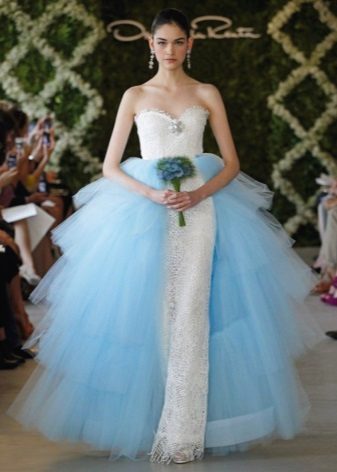 Wedding dress with blue skirt