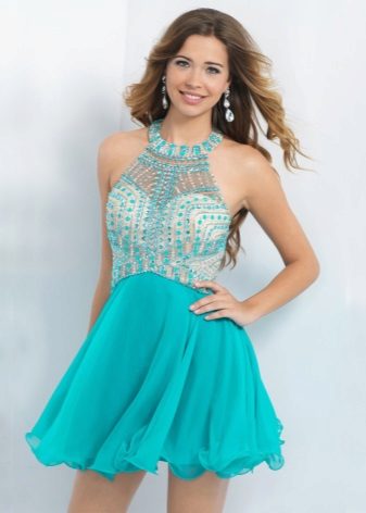 Turquoise dress with white