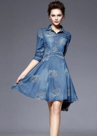 Denim dress with embroidery