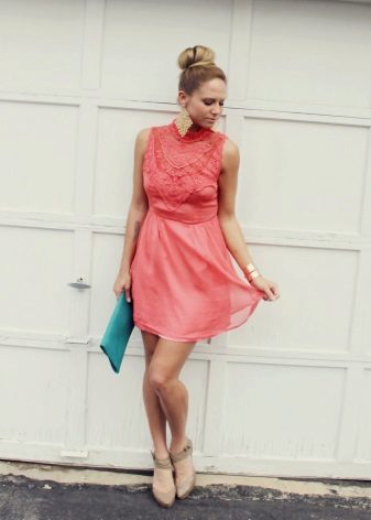 Beige shoes to coral dress