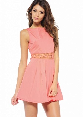 Dress coral color mini length