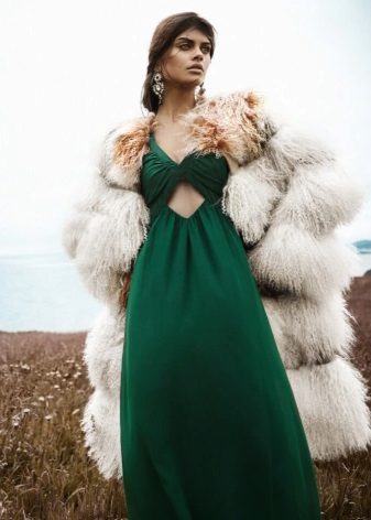 Fur coat for an evening dress